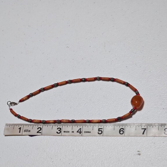 Retro Orange Gemstone Beaded Choker Necklace Boho Statement Fashion Jewelry - Picture 5 of 5